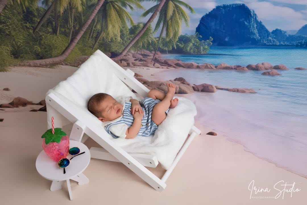 photographe naissance dreux portrait bebe plage chaise longue